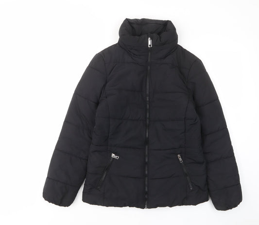 Womens UK Size 8 Marks and Spencer Black Quilted Coat