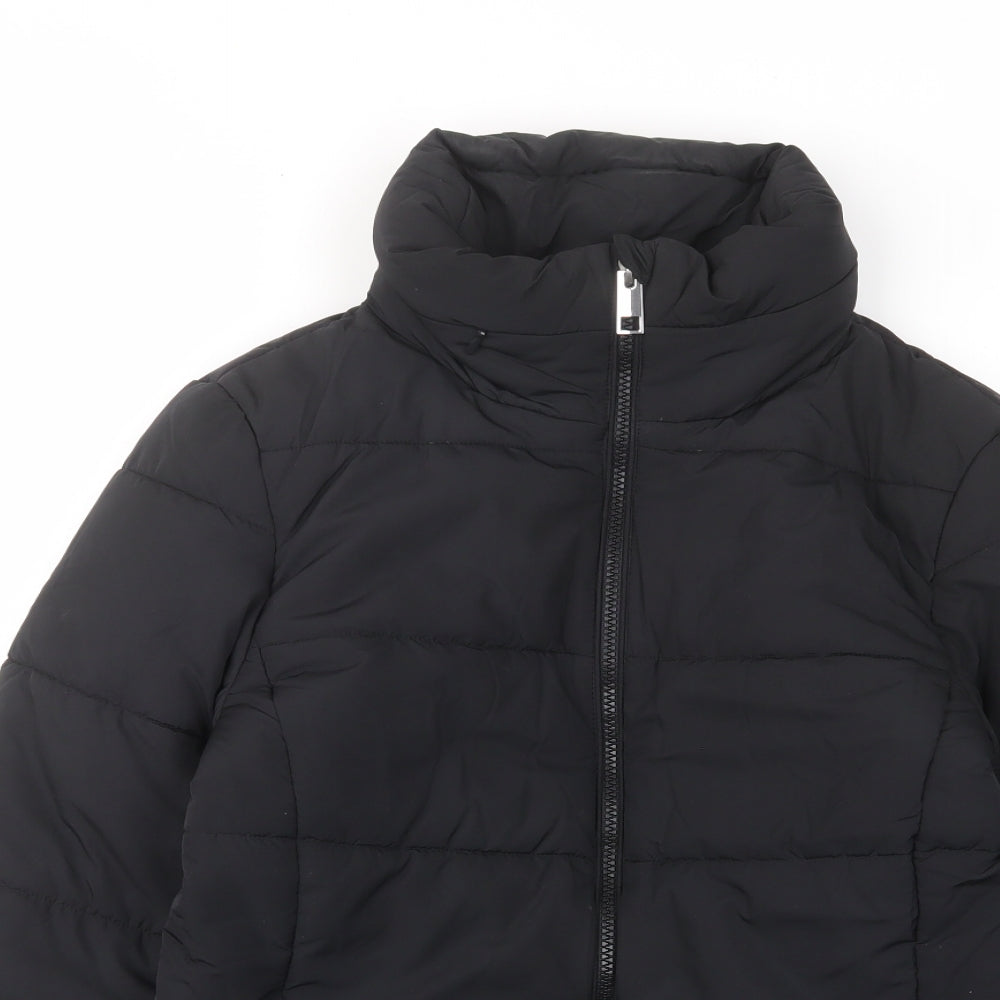 Womens UK Size 8 Marks and Spencer Black Quilted Coat
