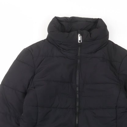 Womens UK Size 8 Marks and Spencer Black Quilted Coat