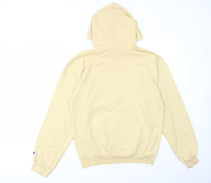 champ Mens Yellow Cotton Pullover Hoodie Size M - Puredue