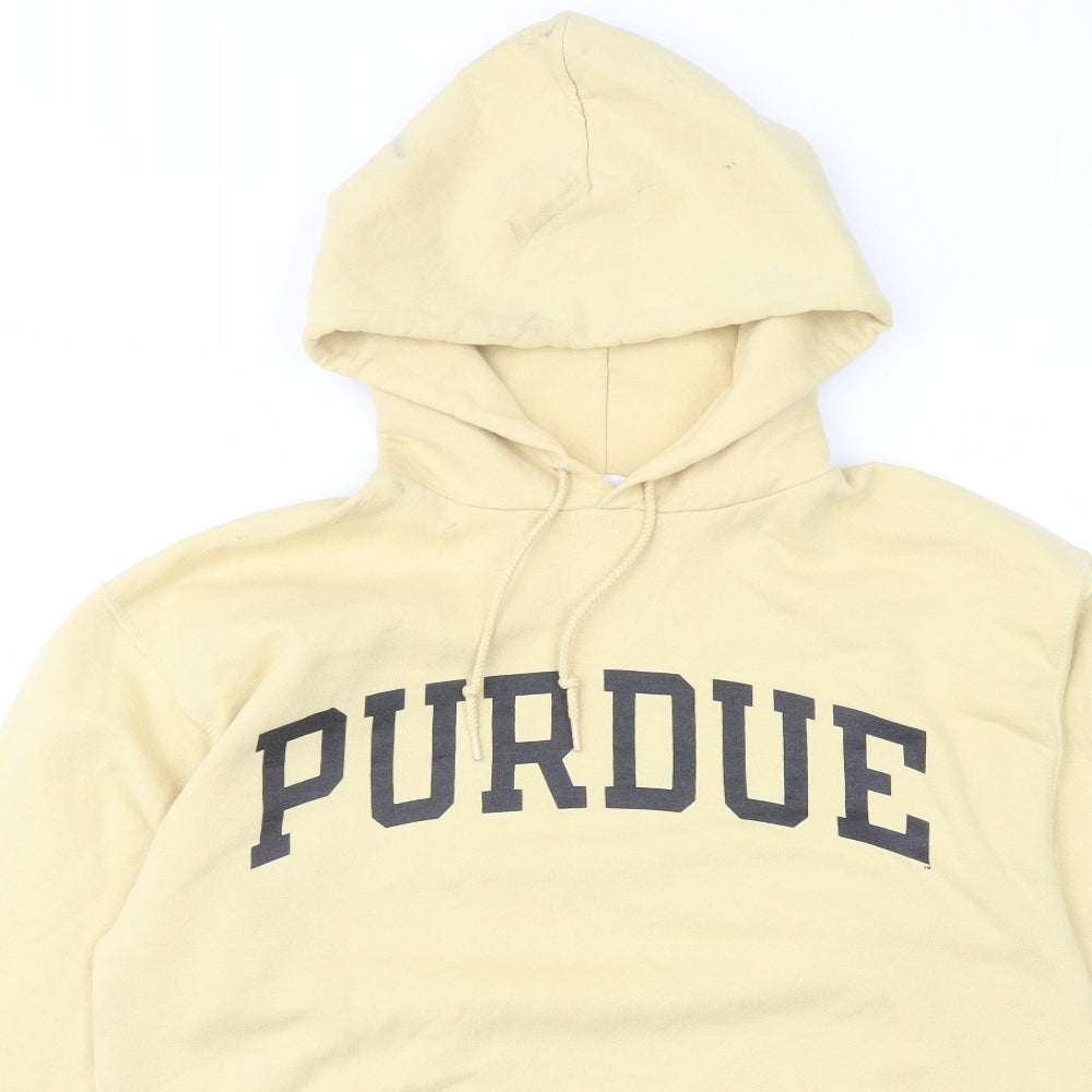 champ Mens Yellow Cotton Pullover Hoodie Size M - Puredue