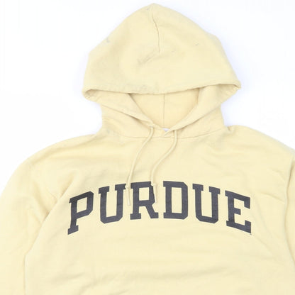 champ Mens Yellow Cotton Pullover Hoodie Size M - Puredue