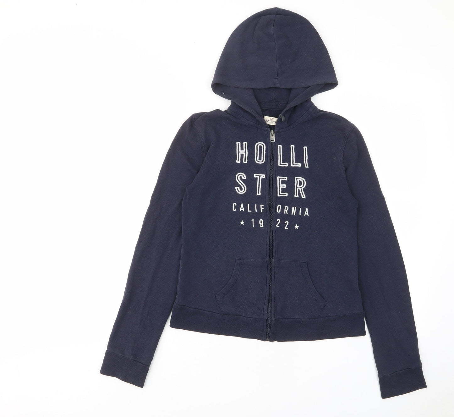 Hollister Womens Blue Cotton Full Zip Hoodie Size XS Zip - Logo, Embroided