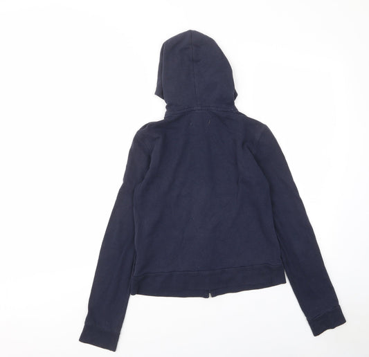 Hollister Womens Blue Cotton Full Zip Hoodie Size XS Zip - Logo, Embroided