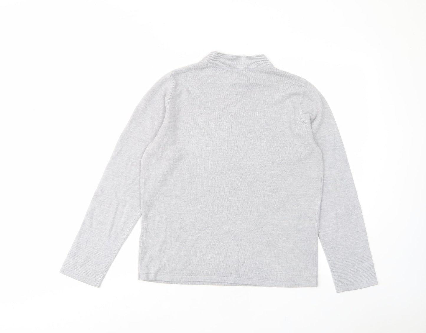 Classic Womens Grey Round Neck Acrylic Pullover Jumper Size 12