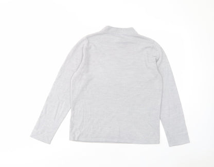 Classic Womens Grey Round Neck Acrylic Pullover Jumper Size 12