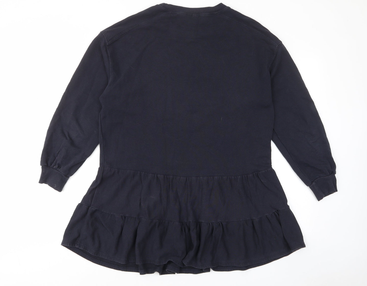 River Island Womens Blue Cotton Jumper Dress Size M Crew Neck Pullover