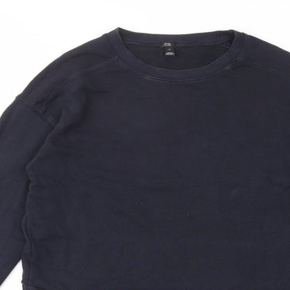 River Island Womens Blue Cotton Jumper Dress Size M Crew Neck Pullover