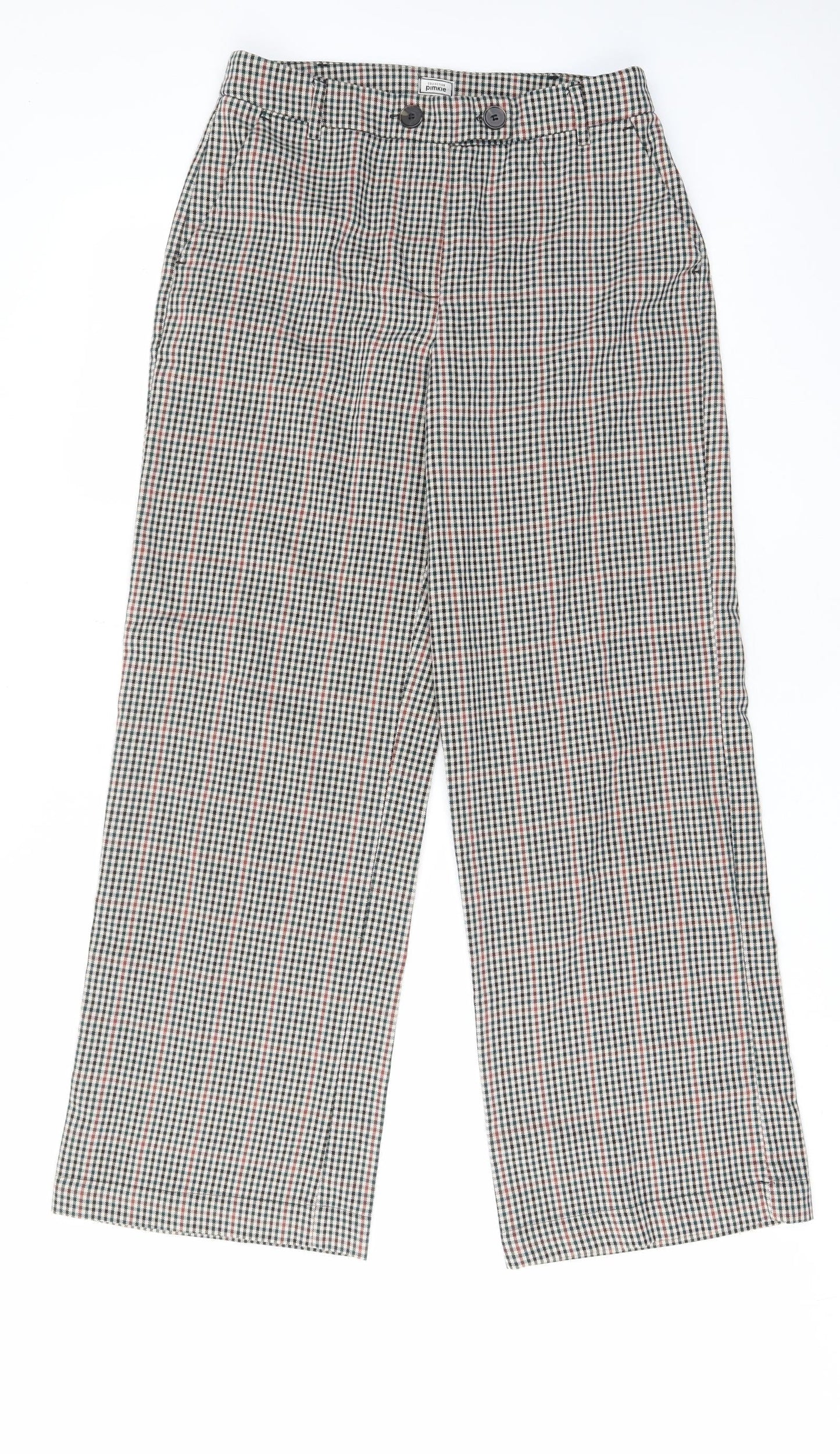 Pimkie Womens Multicoloured Plaid Polyester Trousers Size 10 L30 in Regular Button - Pockets, Belt Loops