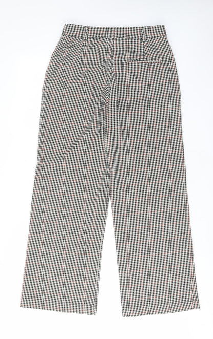 Pimkie Womens Multicoloured Plaid Polyester Trousers Size 10 L30 in Regular Button - Pockets, Belt Loops