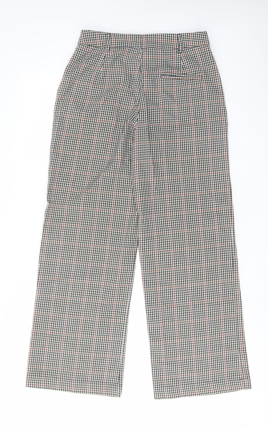 Pimkie Womens Multicoloured Plaid Polyester Trousers Size 10 L30 in Regular Button - Pockets, Belt Loops