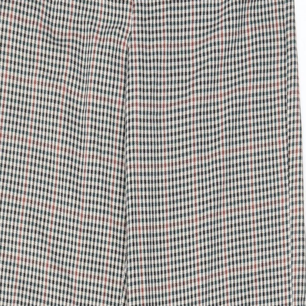 Pimkie Womens Multicoloured Plaid Polyester Trousers Size 10 L30 in Regular Button - Pockets, Belt Loops