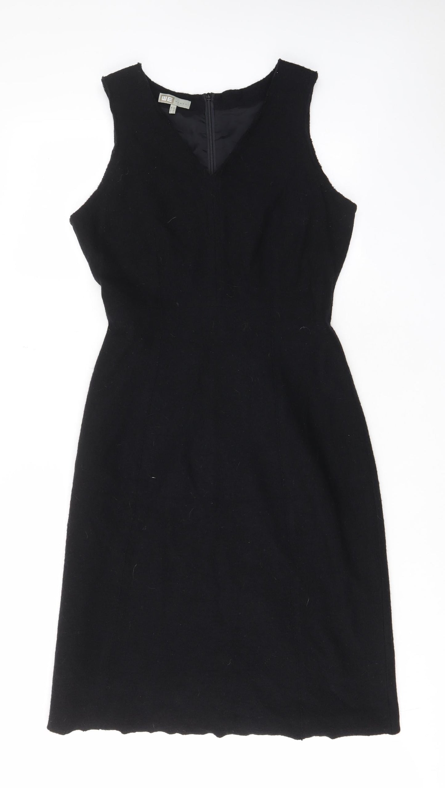 We Women Womens Black Wool A-Line Size 10 V-Neck Zip - Lined
