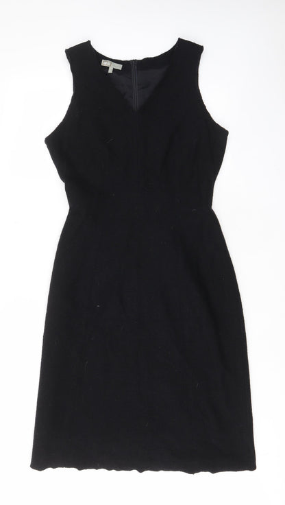 We Women Womens Black Wool A-Line Size 10 V-Neck Zip - Lined