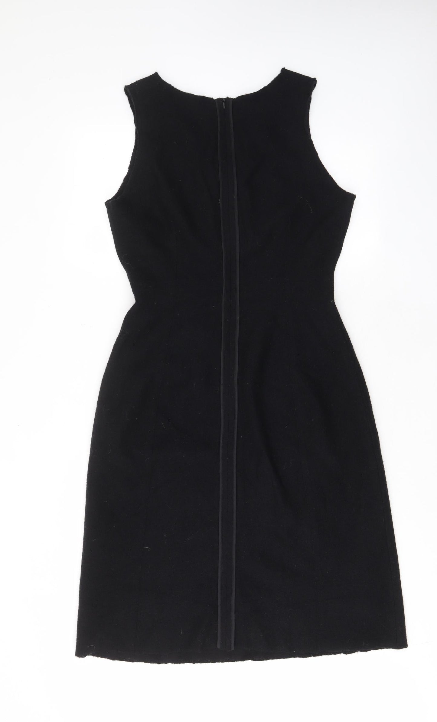 We Women Womens Black Wool A-Line Size 10 V-Neck Zip - Lined