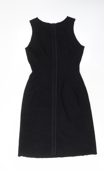 We Women Womens Black Wool A-Line Size 10 V-Neck Zip - Lined
