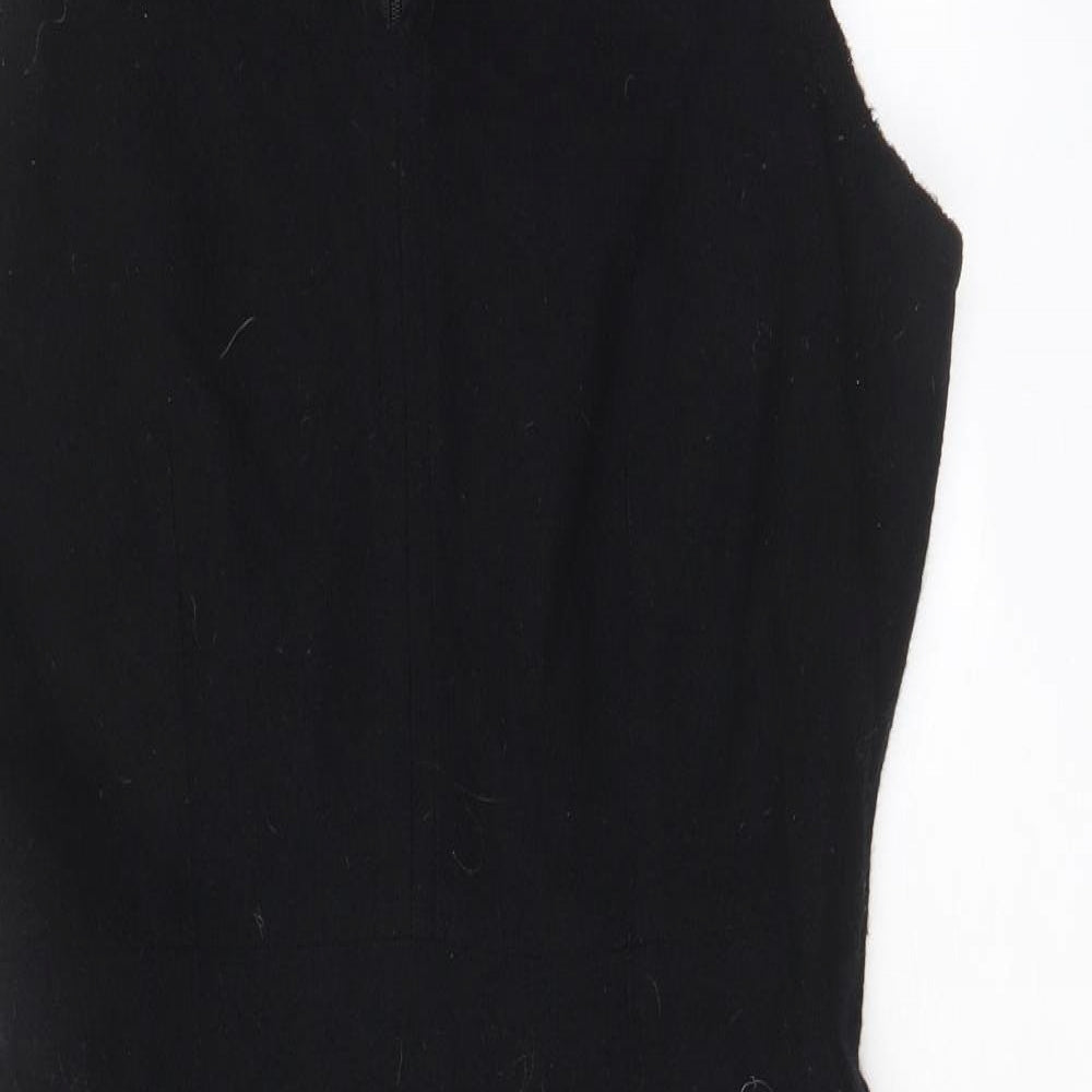 We Women Womens Black Wool A-Line Size 10 V-Neck Zip - Lined