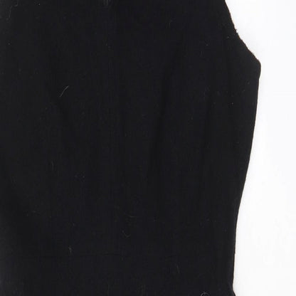 We Women Womens Black Wool A-Line Size 10 V-Neck Zip - Lined