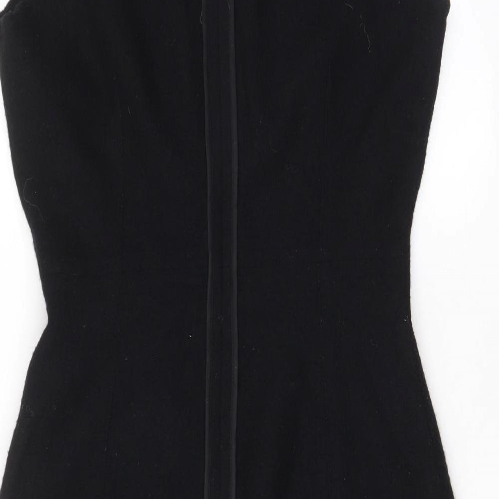 We Women Womens Black Wool A-Line Size 10 V-Neck Zip - Lined