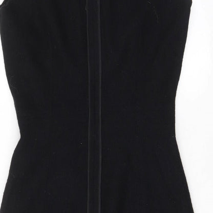 We Women Womens Black Wool A-Line Size 10 V-Neck Zip - Lined