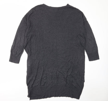 H&M Womens Grey Cotton Jumper Dress Size M Crew Neck Pullover