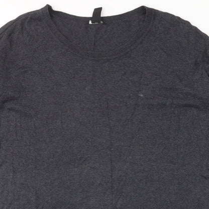 H&M Womens Grey Cotton Jumper Dress Size M Crew Neck Pullover