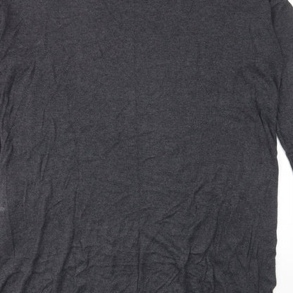 H&M Womens Grey Cotton Jumper Dress Size M Crew Neck Pullover