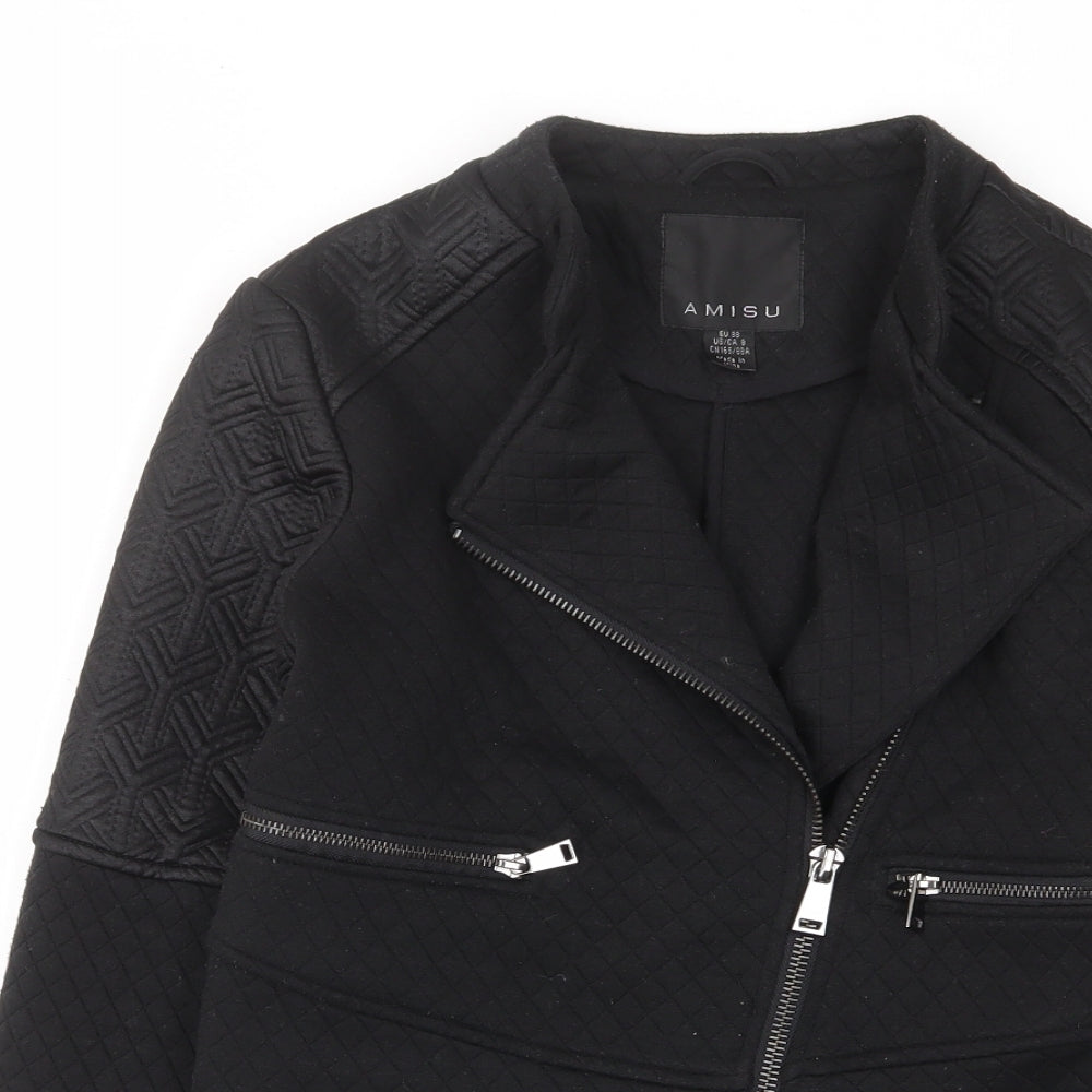 Amisu Womens Black Jacket Size 10 Zip - Zip Pockets
