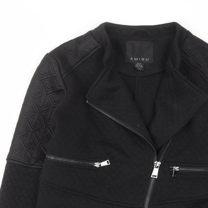 Amisu Womens Black Jacket Size 10 Zip - Zip Pockets