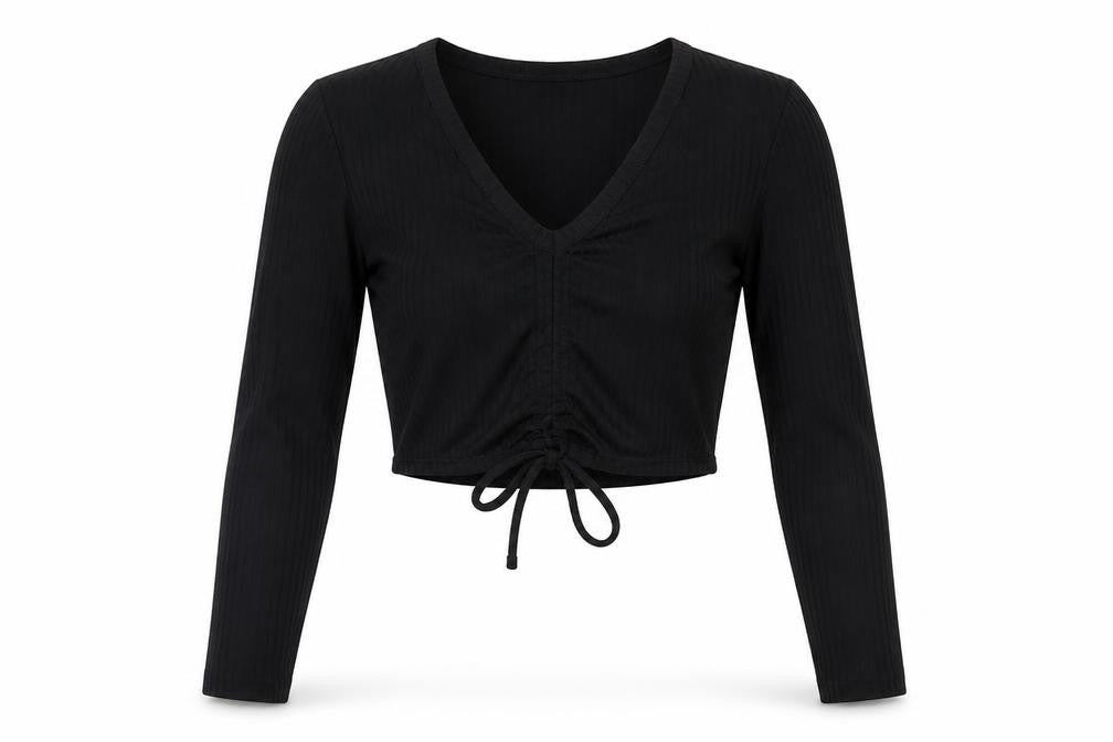 Womens UK Size S Stylewise Black Cropped T-Shirt