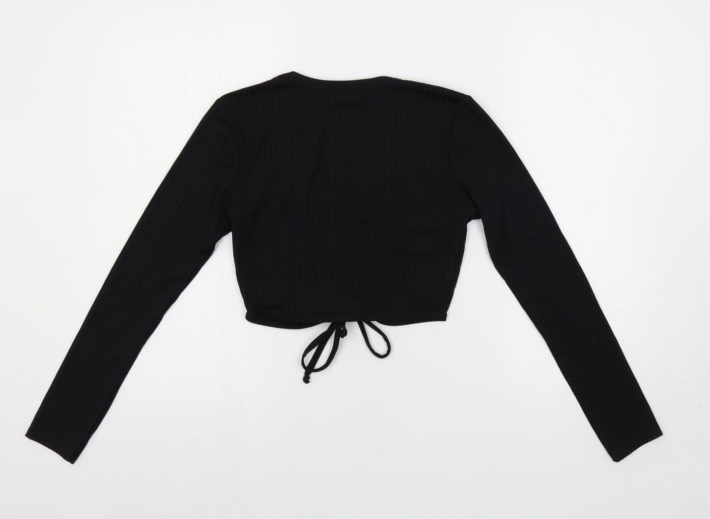 Womens UK Size S Stylewise Black Cropped T-Shirt