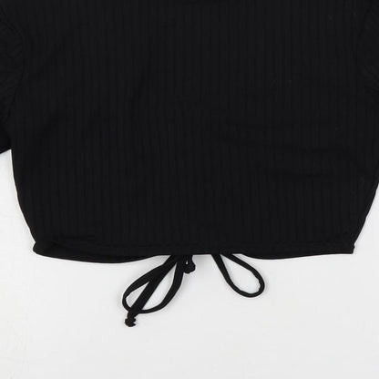 Womens UK Size S Stylewise Black Cropped T-Shirt