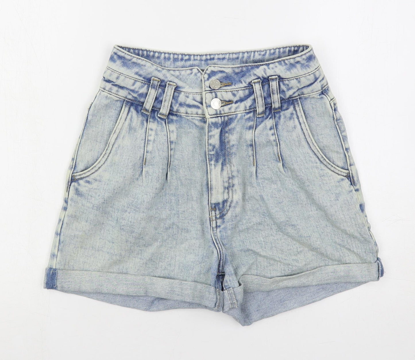 Denim & Co. Womens Blue Cotton Mom Shorts Size 8 L3 in Regular Button