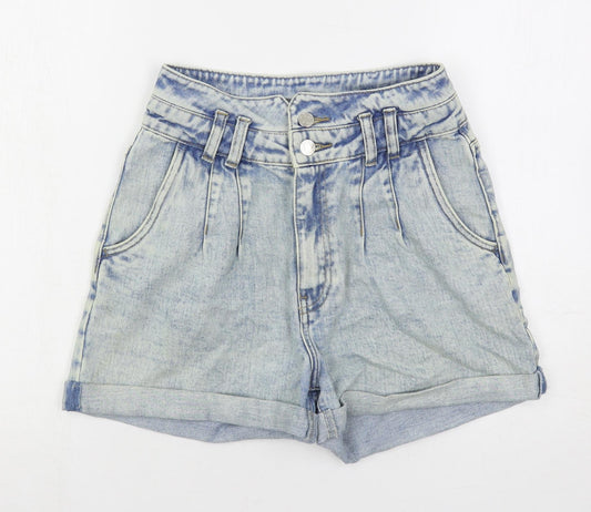 Denim & Co. Womens Blue Cotton Mom Shorts Size 8 L3 in Regular Button