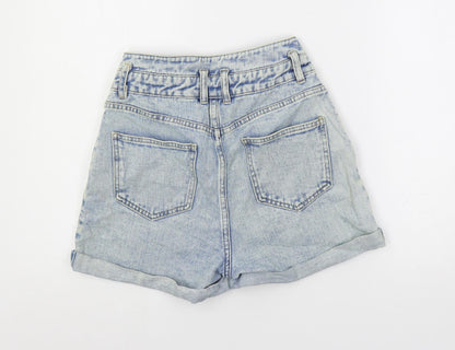 Denim & Co. Womens Blue Cotton Mom Shorts Size 8 L3 in Regular Button