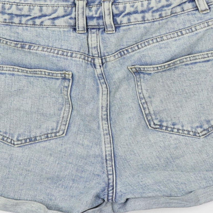 Denim & Co. Womens Blue Cotton Mom Shorts Size 8 L3 in Regular Button