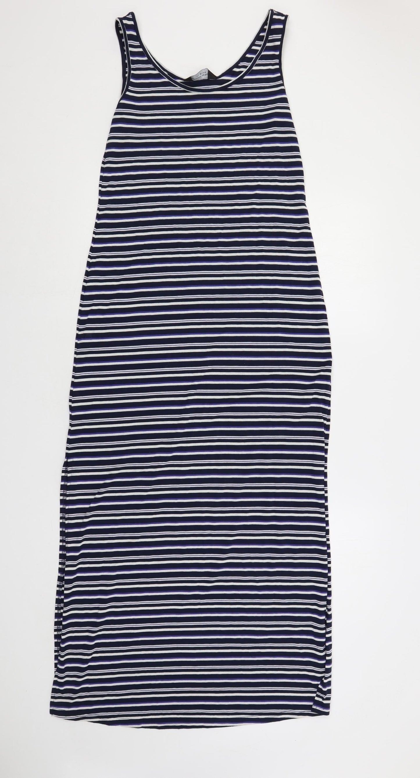 Dorothy Perkins Womens Blue Striped Polyester Maxi Size 8 Scoop Neck Pullover