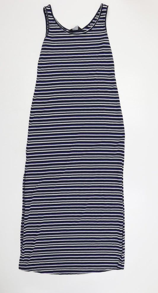 Dorothy Perkins Womens Blue Striped Polyester Maxi Size 8 Scoop Neck Pullover