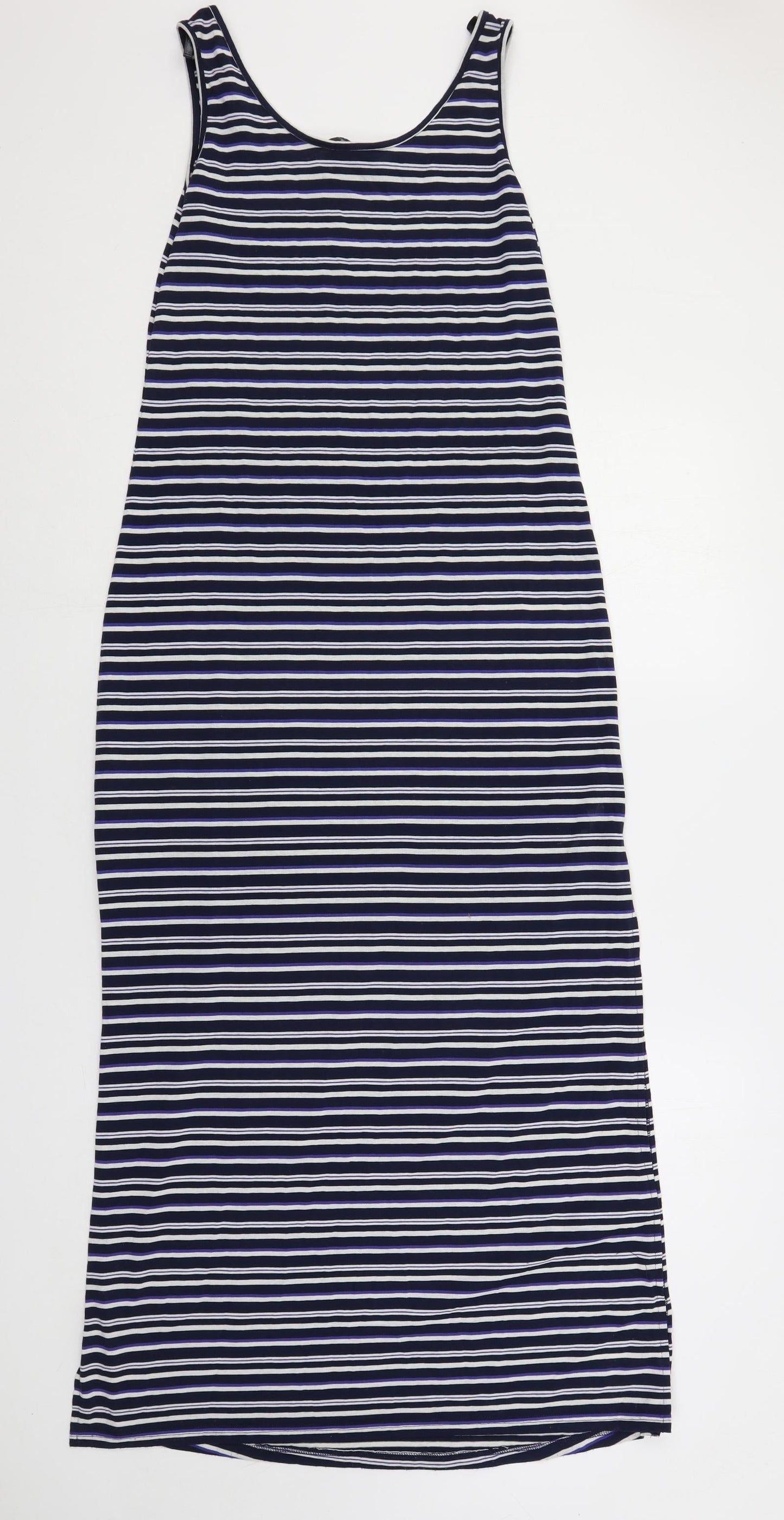 Dorothy Perkins Womens Blue Striped Polyester Maxi Size 8 Scoop Neck Pullover