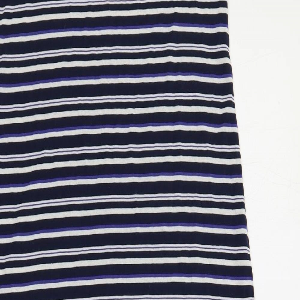 Dorothy Perkins Womens Blue Striped Polyester Maxi Size 8 Scoop Neck Pullover