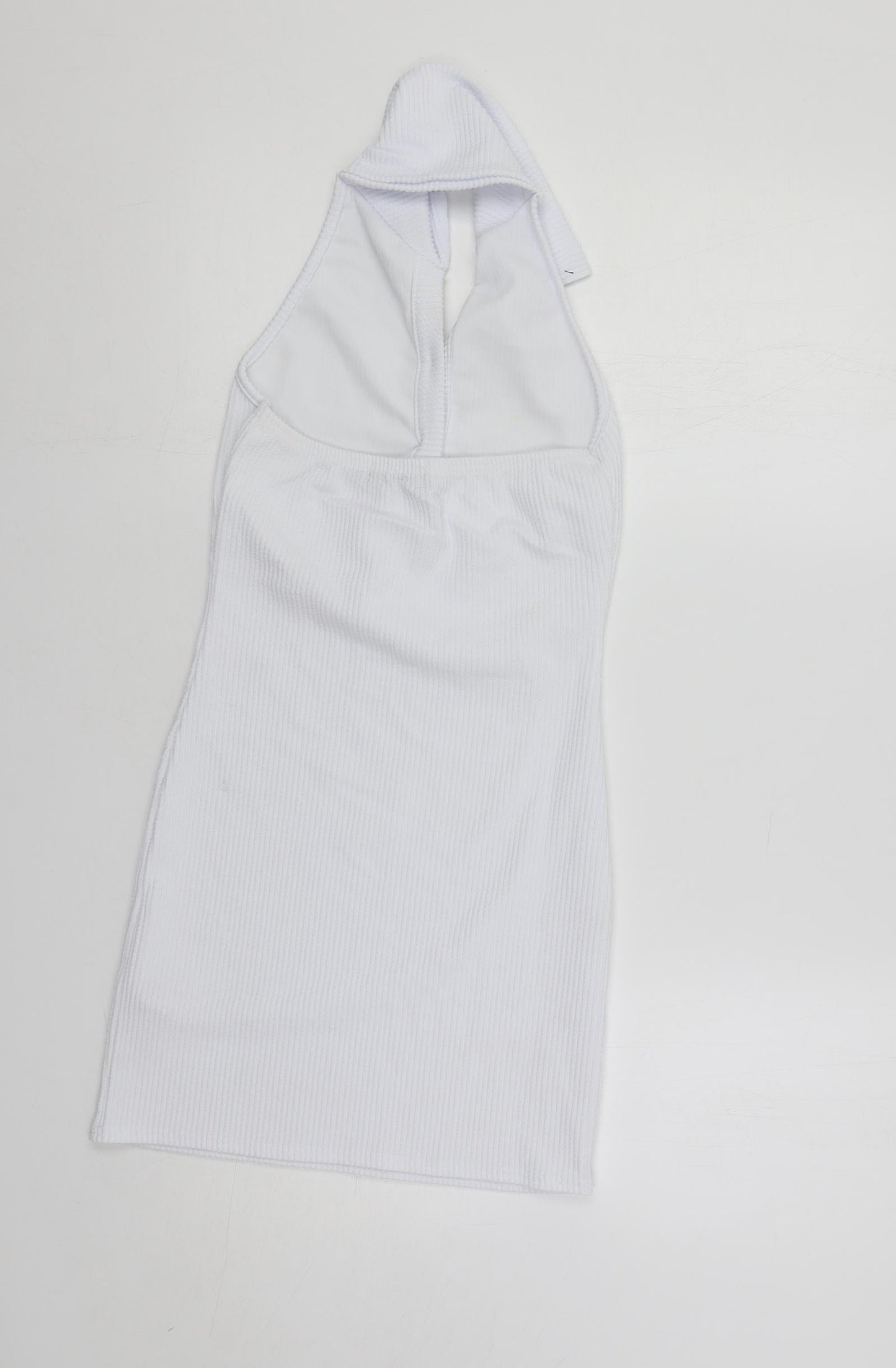 PRETTYLITTLETHING Womens White Polyester Mini Size 10 Collared Pullover - Backless