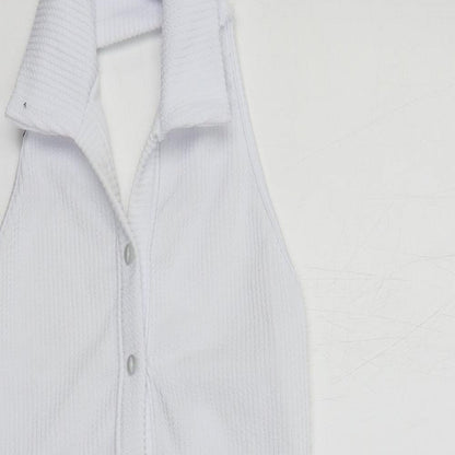 PRETTYLITTLETHING Womens White Polyester Mini Size 10 Collared Pullover - Backless