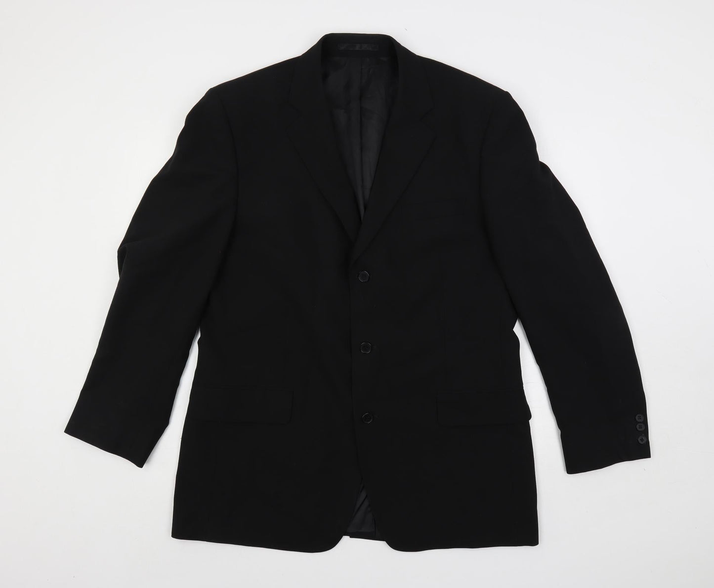 k j Mens Black Polyester Jacket Suit Jacket Size 42 Regular