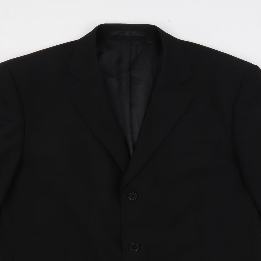 k j Mens Black Polyester Jacket Suit Jacket Size 42 Regular