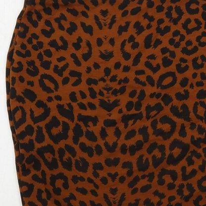New Look Womens Brown Animal Print Polyester Mini Skirt Size 8 - Leopard Print