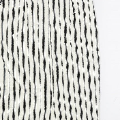 Marks and Spencer Womens White Striped Cotton Straight & Pencil Skirt Size 10 Zip