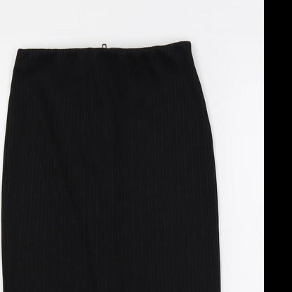 New Look Womens Black Polyester Straight & Pencil Skirt Size 6 Zip - Ribbed