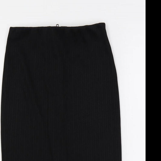 New Look Womens Black Polyester Straight & Pencil Skirt Size 6 Zip - Ribbed