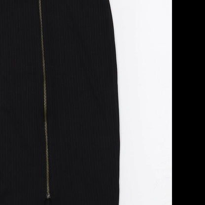 New Look Womens Black Polyester Straight & Pencil Skirt Size 6 Zip - Ribbed