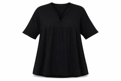 Zara Womens Black Cotton Trapeze & Swing Size M V-Neck Pullover